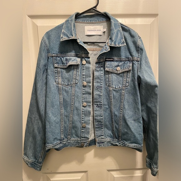 Calvin Klein Denim Trucker Jacket Lyon Blue Logo - Picture 4 of 6